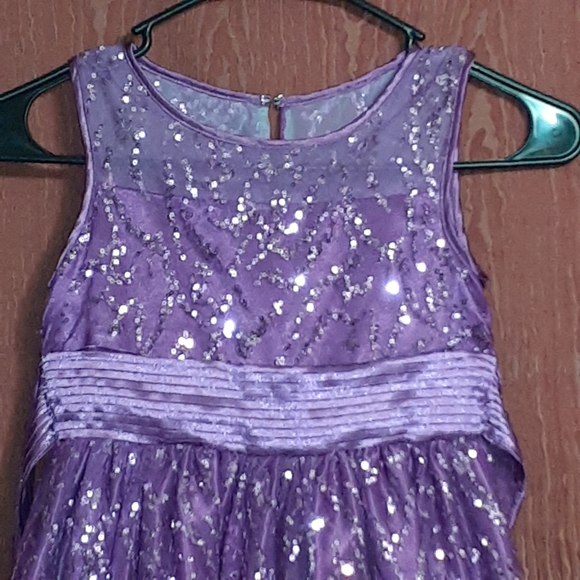 PURPLE FORMAL SLEEVELESS DRESS WITH SMALL SEQUINS - Picture 2 of 7